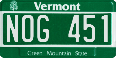 VT license plate NOG451
