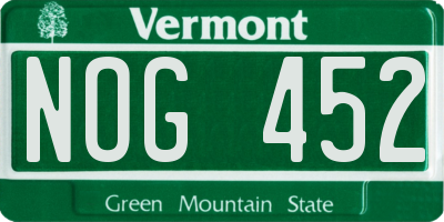 VT license plate NOG452