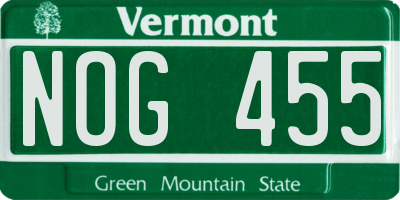VT license plate NOG455