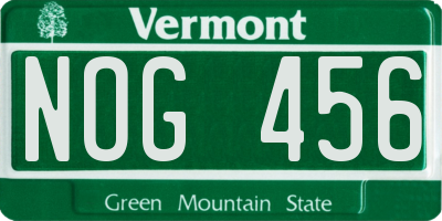 VT license plate NOG456