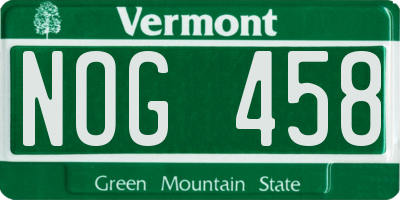 VT license plate NOG458