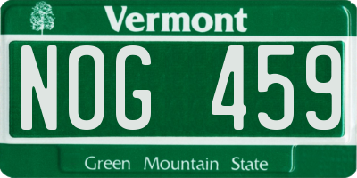 VT license plate NOG459