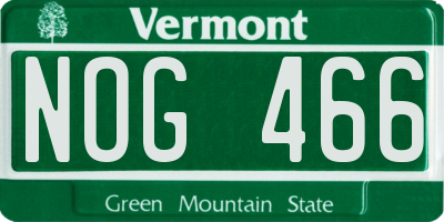 VT license plate NOG466