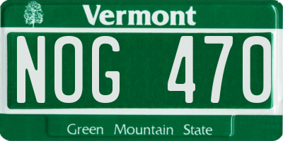 VT license plate NOG470