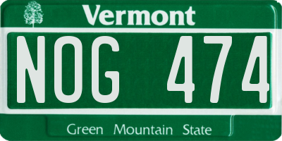 VT license plate NOG474