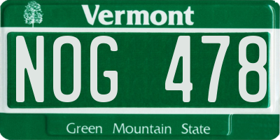VT license plate NOG478