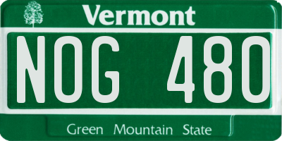 VT license plate NOG480