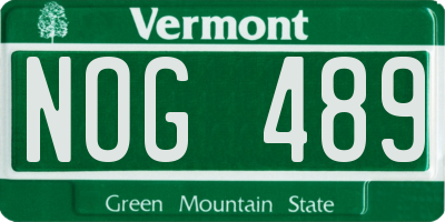 VT license plate NOG489