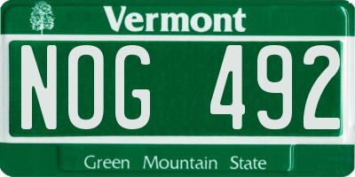 VT license plate NOG492