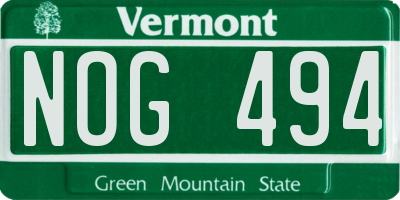 VT license plate NOG494