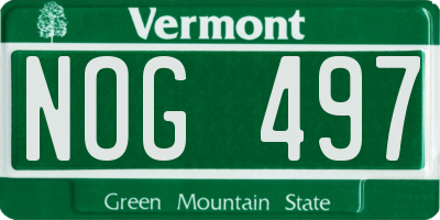 VT license plate NOG497
