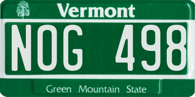 VT license plate NOG498