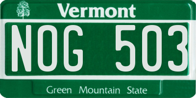 VT license plate NOG503