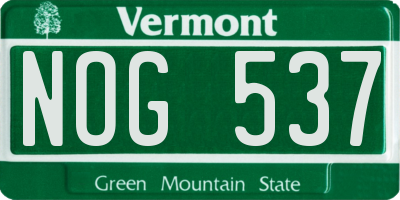 VT license plate NOG537