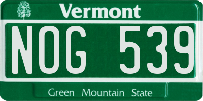 VT license plate NOG539