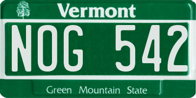 VT license plate NOG542