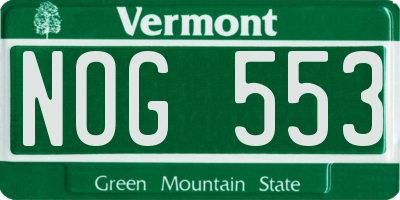 VT license plate NOG553