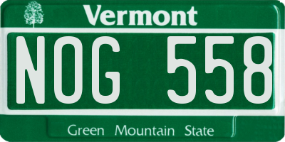 VT license plate NOG558