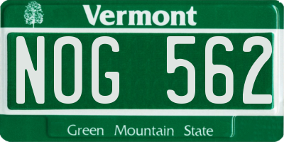 VT license plate NOG562