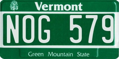 VT license plate NOG579