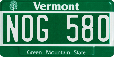 VT license plate NOG580