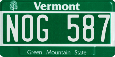 VT license plate NOG587