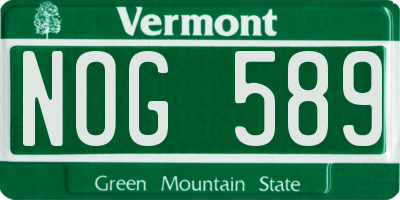 VT license plate NOG589