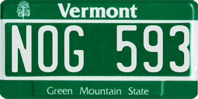 VT license plate NOG593