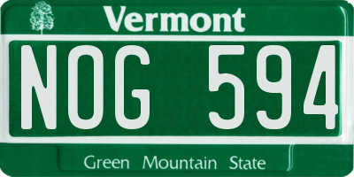 VT license plate NOG594