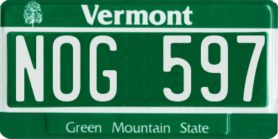 VT license plate NOG597