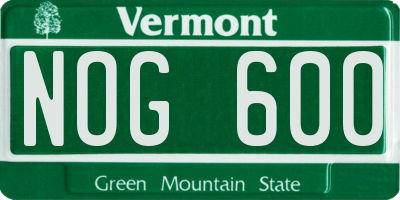 VT license plate NOG600