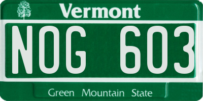 VT license plate NOG603