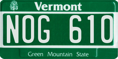 VT license plate NOG610