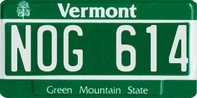 VT license plate NOG614