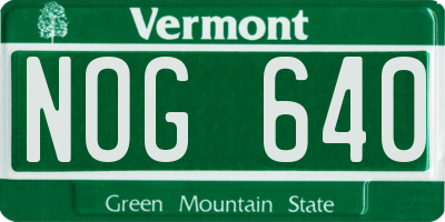 VT license plate NOG640