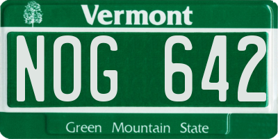 VT license plate NOG642