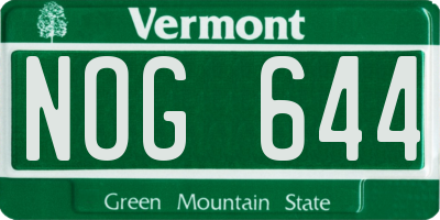 VT license plate NOG644