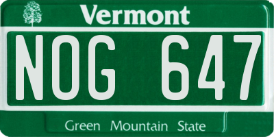 VT license plate NOG647
