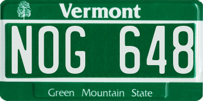 VT license plate NOG648
