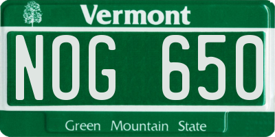VT license plate NOG650