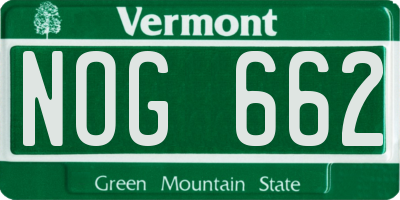 VT license plate NOG662