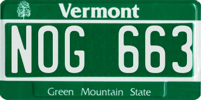 VT license plate NOG663