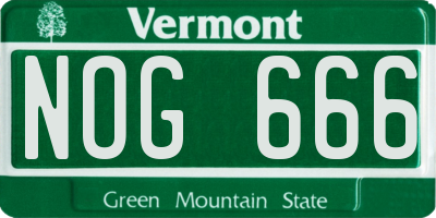 VT license plate NOG666