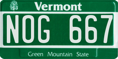 VT license plate NOG667