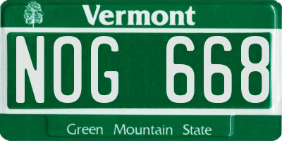 VT license plate NOG668