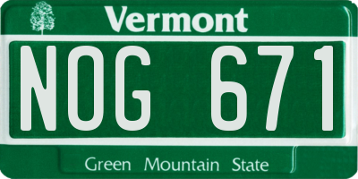 VT license plate NOG671