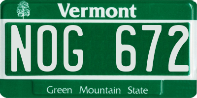 VT license plate NOG672