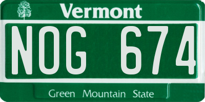 VT license plate NOG674