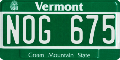 VT license plate NOG675