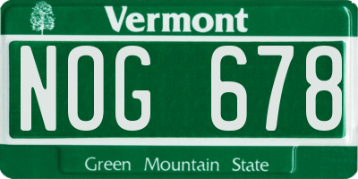 VT license plate NOG678